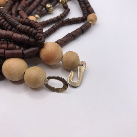 Tribal Inspired Multi Strand Wood Bead Necklace - Picture 6 of 7